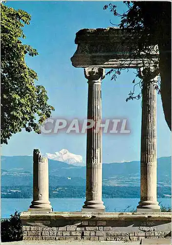 Moderne Karte Nyon Les colonnes romaines et le Mont Blanc Romische Saulen und Mont Blanc Le colonne romane e i