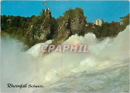 Cartes postales moderne Rheinfall Schweiz Rheinfall bei Neuhausen Totale Breite des Falles Totale Hohe des Falles Alter