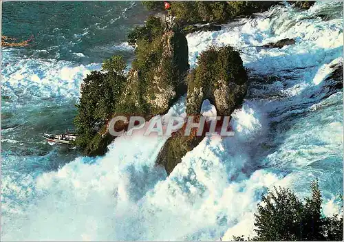 Cartes postales moderne Rheinfall Schweiz Orienterung uber den Rheinfall Totale Breite des Falles Totale Hohe des Falles