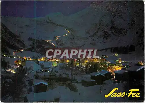 Cartes postales moderne Saas Fee Flammenabhfahrt Descente aux flambeaux Helvetia