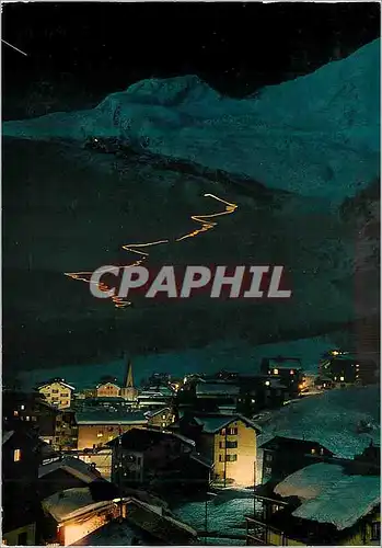 Cartes postales moderne Saas Fee Wallis Flammenabhfahrt vom Spielboden Langfluh Alphubel Helvetia