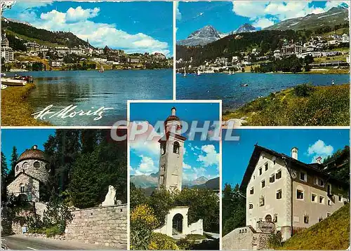 Cartes postales moderne St Moritz Schweiz Suisse Switzerland St Moritz Segantini Museum und Denkmal Schiefer Turm St Mor