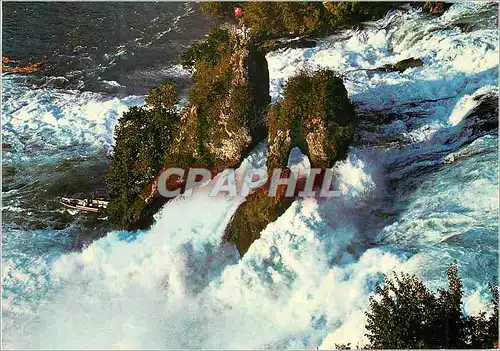 Cartes postales moderne Rheinfall Schweiz Orientierung uber den Rheinfall Totale Breite des Falles Totale Hohe des Falle