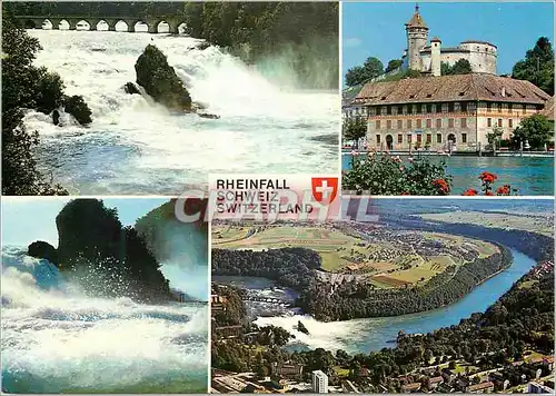 Cartes postales moderne Rheinfall Schweiz Switzerland Orientierung uber den Rheinfall Totale Breite Totale Hohe Tiefe de