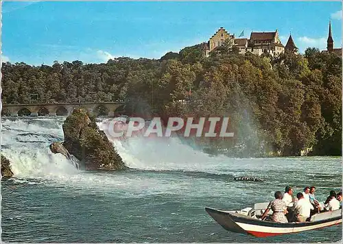 Cartes postales moderne Rheinfall bei Neuhausen mit Schoss Laufen Cafe Rest am Rheinfall E Schaad Neuhausen Schweiz Plat