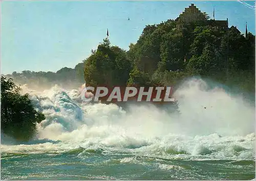Cartes postales moderne Orientierung uber den Rheinfall Totale Breite Totale Hohe Tiefe des Rheinfallbeckens Mittiere So