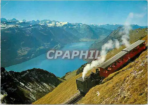 Cartes postales moderne Brienz Rothorn Bahn auf Talfahrt Blick auf Brienzersee und Berner Alpen Grosshorn bis Diablerets