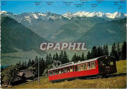 Cartes postales moderne Rigi Vitznau Rigi Bahn mit den Berner Alpen Train Funiculaire