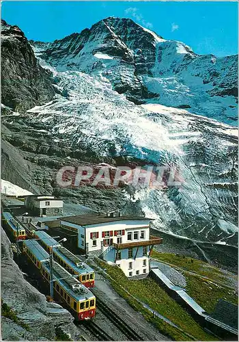Moderne Karte Berner Oberland Eigergletscher mi mit Monch Glacier d l Eiger mi et Monch Train Funiculaire