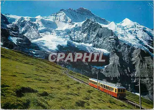 Moderne Karte Kleine Scheldegg mit Jungfrau Gedruckt in der Schweiz Jungfraujoch Train Funiculaire