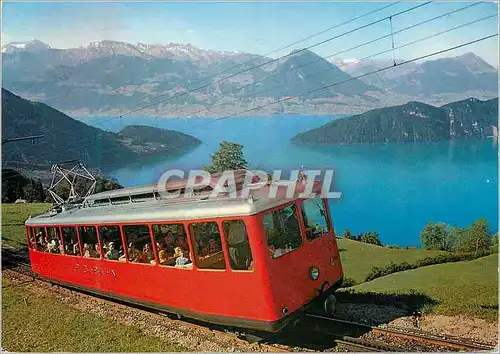 Cartes postales moderne Vitznau Rigi Bahn Viewaldstattersee mit den Nidwaldner Alpen Train Funiculaire