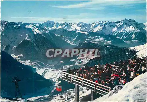 Cartes postales moderne Verbier Les Attelas La terrasse du restuarant et le telepherique