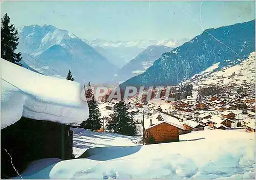 Moderne Karte Verbier V S Suisse alt Vue sur le massif du Trient  Verbier hiver