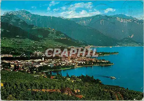 Moderne Karte Vevey Vue generale avee Alpes Vaudoises Gesamtansicht mit Waadtlander Alpen Veduta generale ed a