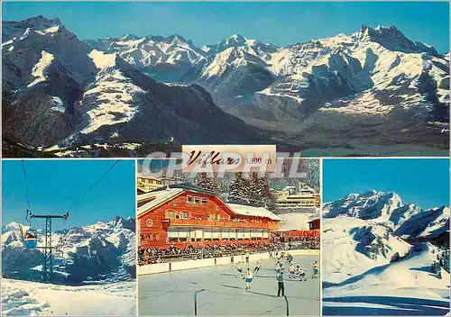 Cartes postales moderne Villars Panorama Dents de Morcles Aiguille Verte Mont Blanc et Dents du Midi Tele Cabine Roc d O