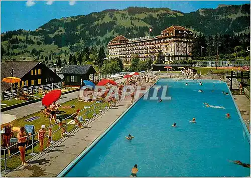 Cartes postales moderne Villars la piscine et le Palace Hotel Fetes de Geneve