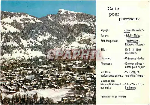 Cartes postales moderne Carte pour paresseux Voyage Bon Mauvais Temps Soleil Neige Etat des pistes Poudreuses Lourdes So