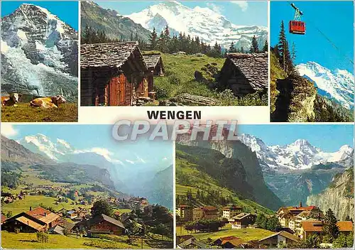 Moderne Karte Wengen Imprime Suisse