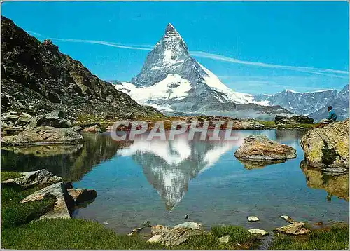 Moderne Karte Riffelsee ob Zermatt Matterhorn Mont Cervin