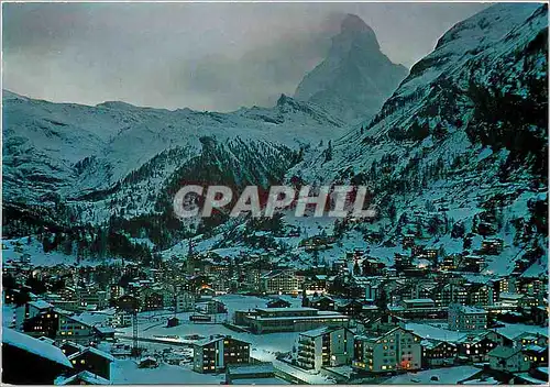 Cartes postales moderne Zermatt bei Nacht mit Matterhorn