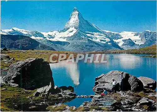 Cartes postales moderne Zermatt Finfelen Fluhalp Stelisee Matterhorn