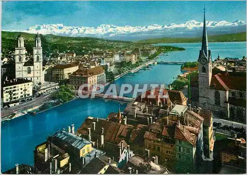 Cartes postales moderne Zurich und die Alpen