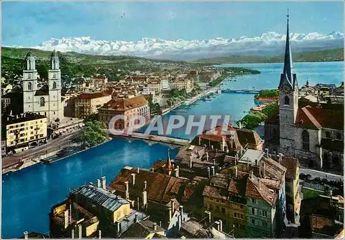 Cartes postales moderne Zurich und die Alpen