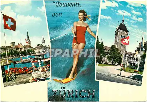 Moderne Karte Souvenir von Zurich Ski nautique