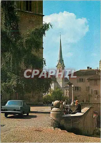 Cartes postales moderne Zurich Blick vom Zwingliplatz auf das Fraumunster