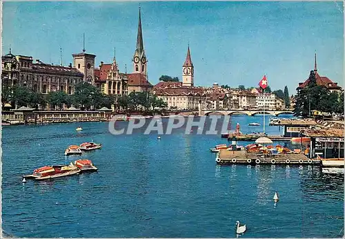 Cartes postales moderne Zurich Limmat mit Fraumunster und St Peter
