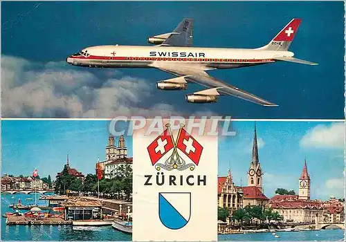 Cartes postales moderne Zurich SwissAir Zurich Fluntern Avion
