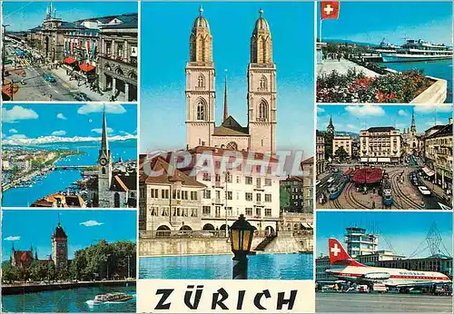 Moderne Karte Zurich Helvetia Rowesa Verlag R E Zurich Avion
