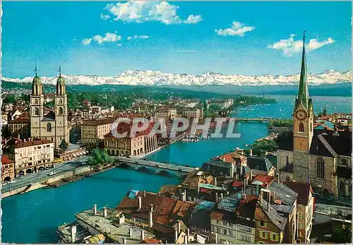Cartes postales moderne Zurich Blick auf die Stadt und die Alpen Vue de la ville et les Alpes Veduta della citta e gli A