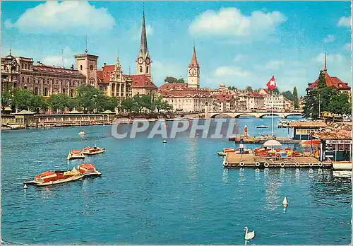 Cartes postales moderne Zurich Limmat mit Fraumunster und St Peter