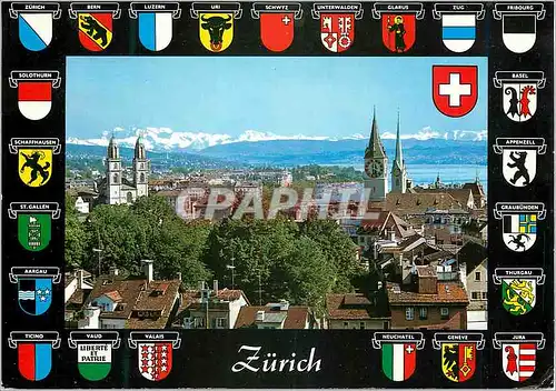 Moderne Karte Zurich Photoglob Zurich Vevey