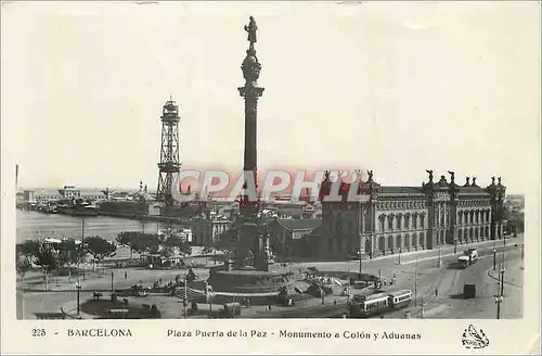 Cartes postales moderne Barcelona Plaza Puerta de la Paz Monumento a Colon y Aduanas