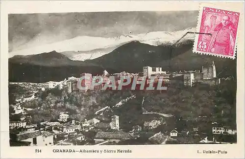 Cartes postales moderne Granada Alhambra y Sierra Nevada L Roisin Foto