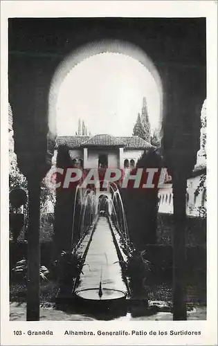 Cartes postales moderne Granada Alhambra Generelife Patio de los Surtidores Tarjeta Postal 14 Ago 54