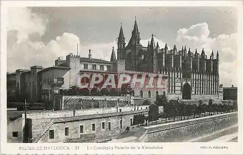 Cartes postales moderne Palma de Mallorca La Catedral y Palacio de la Almudaina Fot F Guilera Fot Edit Grafica F Guilera