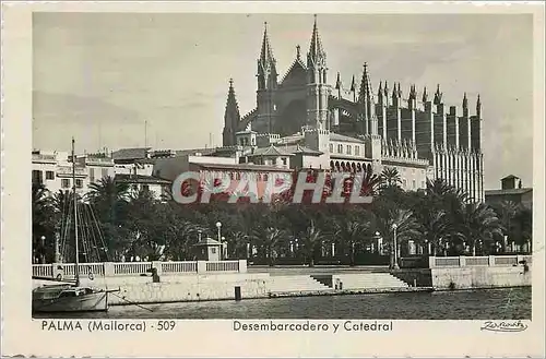 Cartes postales Palma Mallorca Desembarcadero y Catedral  Cliches Tiraje Talleres A Zerkowitz Barcelona Distribu