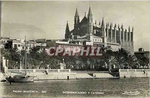 Ansichtskarte AK Palma Mallorca Desembarcadero y Catedral Talleres A Zerkowitz Fotografo Barcelona Prohibida la r