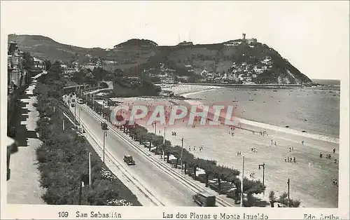 Cartes postales San Sebastian Las dos Playas y Monte Igueldo Ed Arribas