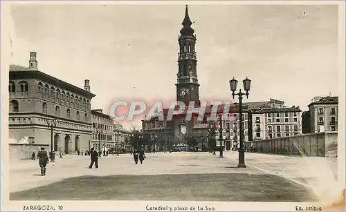 Ansichtskarte AK Zaragoza Catedral y plaza de la Seo Ed Arribas Tarjeta Postal