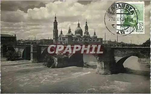 Cartes postales Zaragoza Puente de Piedra sobre el Ebro Ediciones Garcia Garabella Prohibida la reproduccion Tar