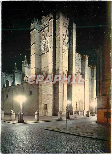 Cartes postales moderne Avila Vue nocturne de la Cathedrale