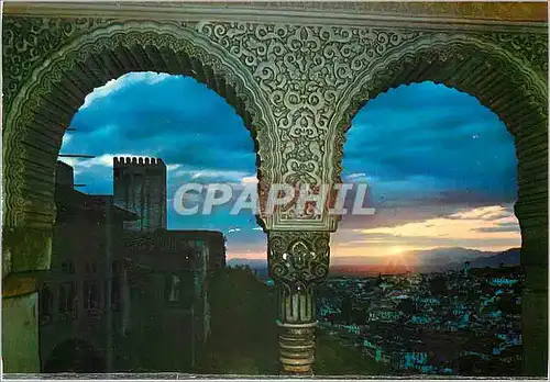 Cartes postales moderne Granada Alhambra Serie Sonnenuntergong vom Botschaftersalon aus gesehen