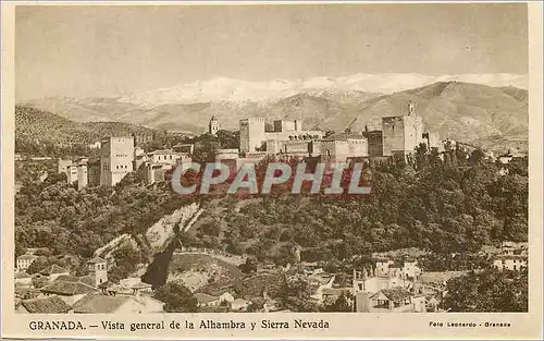 Ansichtskarte AK Granada Vista general de la Alhambra y Sierra Nevada