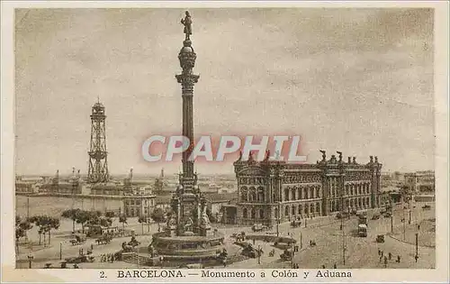 Cartes postales Barcelona Monumento a Colon y Aduana