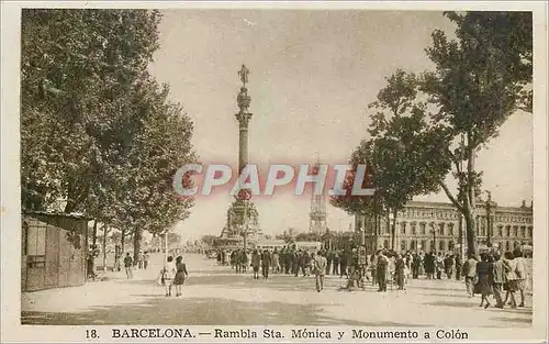 Ansichtskarte AK Barcelona Rambla Sta Monica y Monumento a Colon