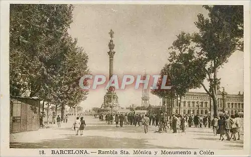 Cartes postales Barcelona Rambla Sta Monica y Monumento a Colon